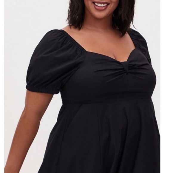 ๐ Black Poplin Puff Sleeve Midi Dress 1 1X 14 16 NWT Torrid New! - Picture 3 of 5